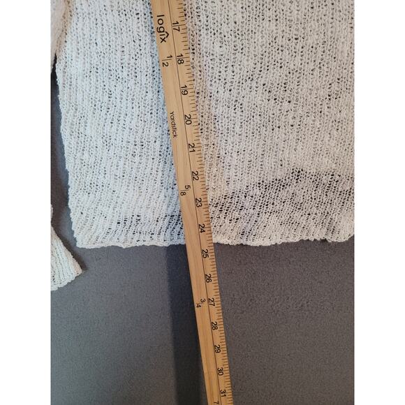 Eileen Fisher Linen Cotton Slub Boat Neck Bell Sleeve Sweater Oyster Gray L - Picture 6 of 7